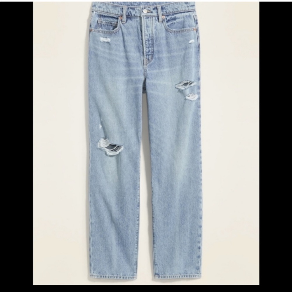 Old Navy Woman’s Sky-Hi Extra High Waisted Button Fly Straight Leg Jeans